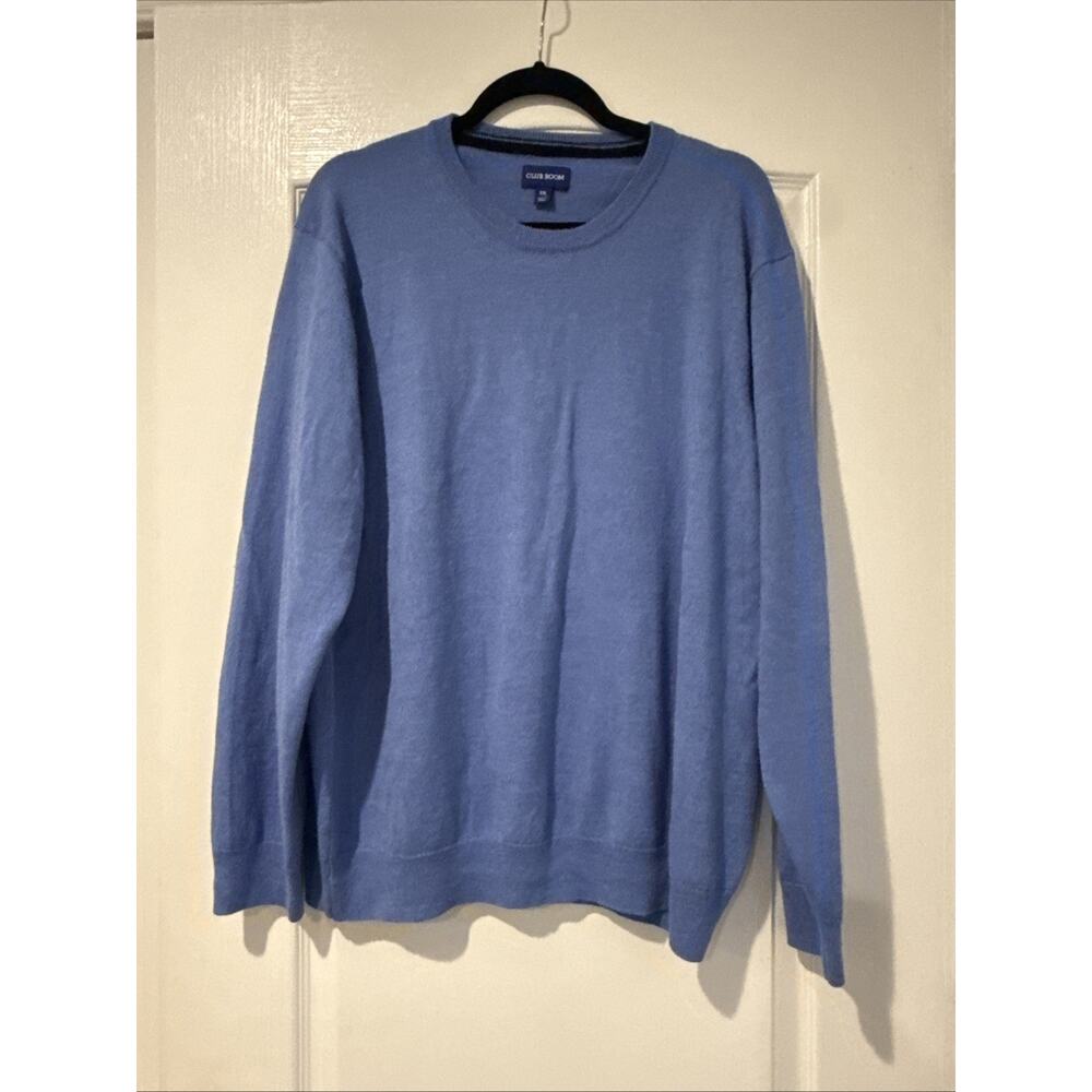 Club Room Men's Crew Neck Merino Wool Blend Minimalist Sweater Blue Size XXL